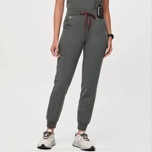 FIGS Bonsai High Waist Zamora Joggers with Maroon Drawstring
